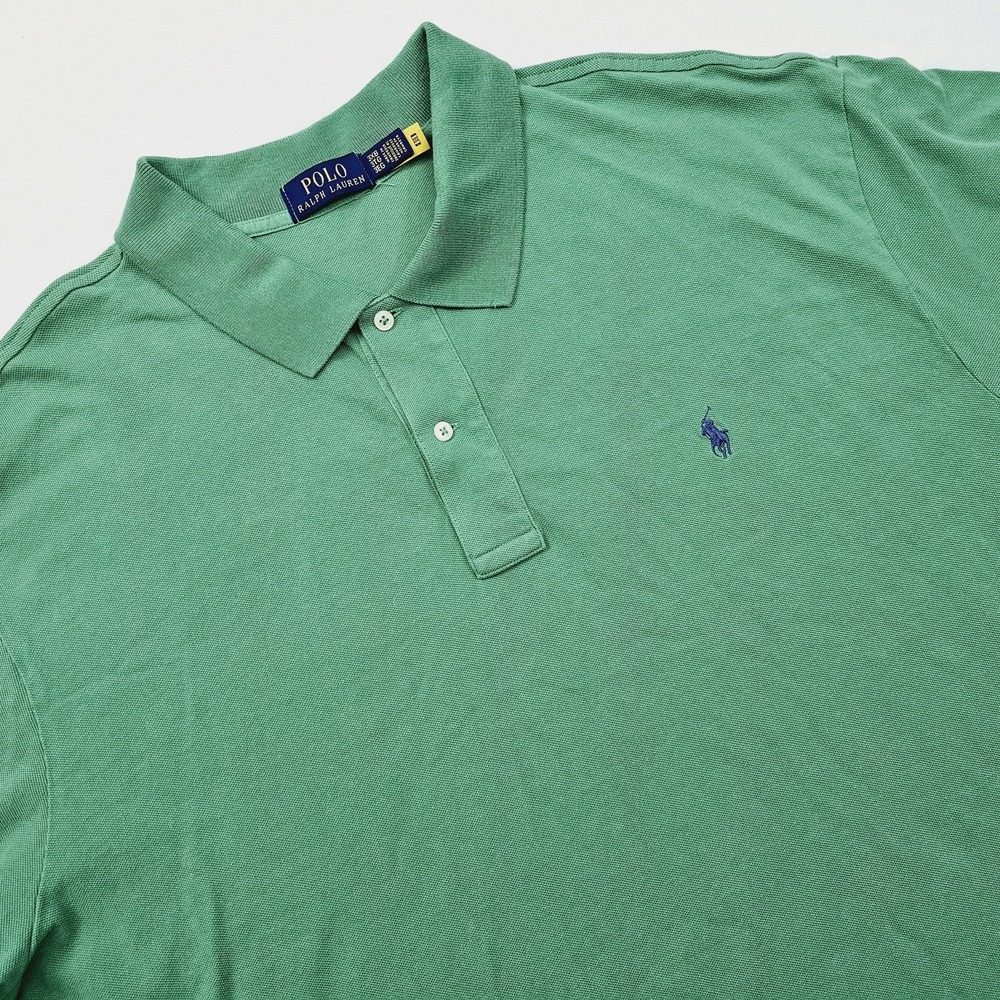 Polo‎ Ralph Lauren Polo Shirt Mens 3XB Green Blue Pony Logo Cotton Pique Preppy